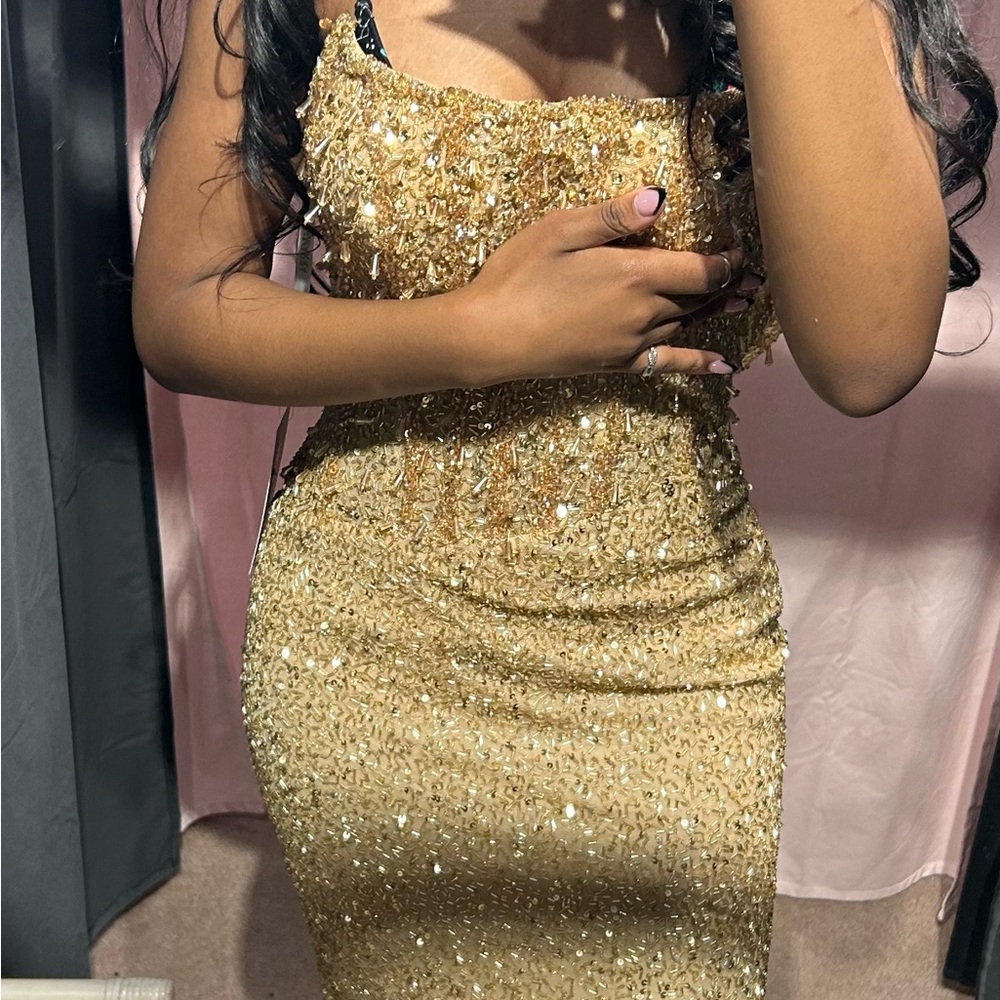 Elegant Gold Bedazzled Dress